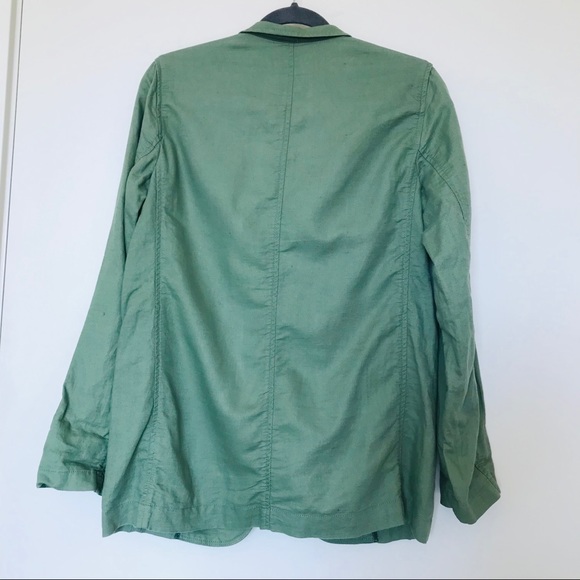 💚 GAP Casual Green Blazer Cotton Linen - Picture 7 of 10
